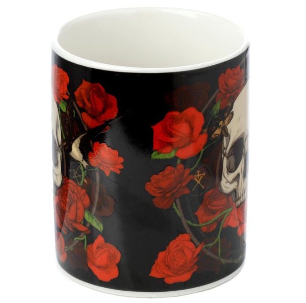 Skulls & Roses Porcelain Mug (9.5cm) (Black/Red/Bone) - Image 4