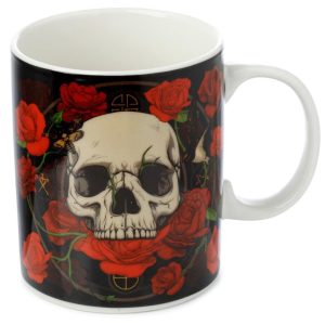 Skulls & Roses Porcelain Mug (9.5cm) (Black/Red/Bone)