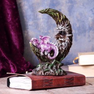 Nemesis Now© “Amethyst Slumber” Dragon Woodland Moon Tree Nest Ornament(21.2cm)(LED)