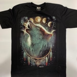 Gothic Designs Moon Eclipse Phases Wolf DreamCatcher Sky Star Light Fantasy T-shirt(Double Side)
