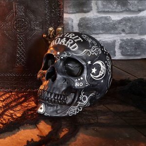 Nemesis Now© B5233S0 Spirit Board Ouija Skull Ornament (20cm) (Black/White)