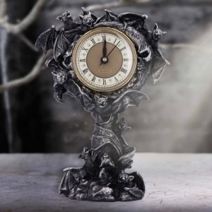 Nemesis Now© “Chiroptera Time” Gothic Style Bat Clock (24cm) (Black/Grey/Gold)