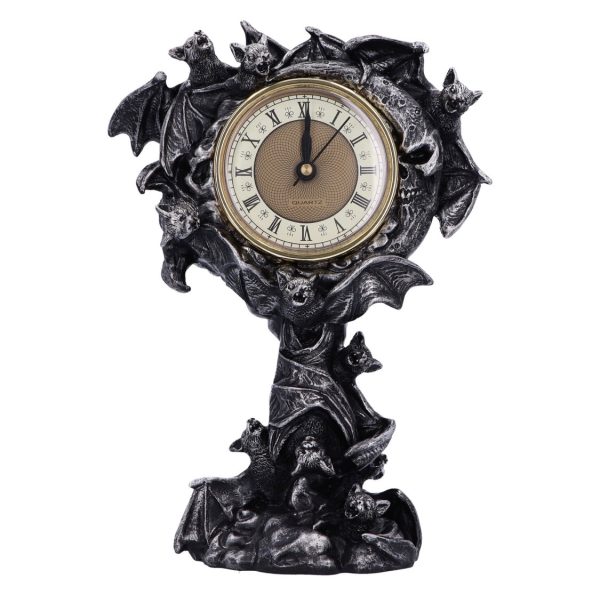 Nemesis Now© “Chiroptera Time” Gothic Style Bat Clock (24cm) (Black/Grey/Gold) - Image 2