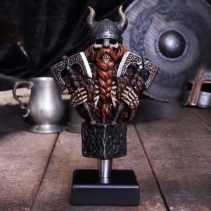 Nemesis Now© “Valhalla Awaits” Skeleton Skull Viking Dual Axes Statue Ornament Figurine (20.3cm)