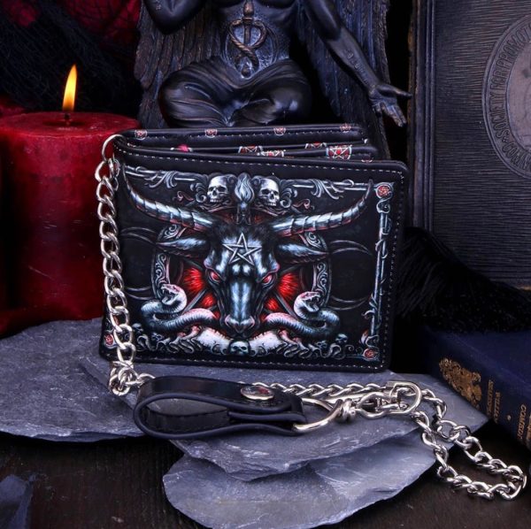 Nemesis Now© B4704P9 “Baphomet Wallet” Occult Pentagram Goat Cobra Snake Wallet with Chain (10cm)