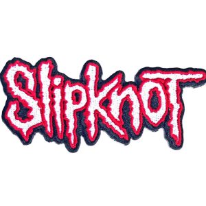 Official Licensed Slipknot© Slipknot Standard Woven Patch: Cut -Out Logo Red Borded (10cm x 5cm)