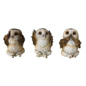 Nemesis Now© "Three Wise Browns Owls" See No, Hear No, Speak No Evil Wise Owls (7.5cm)