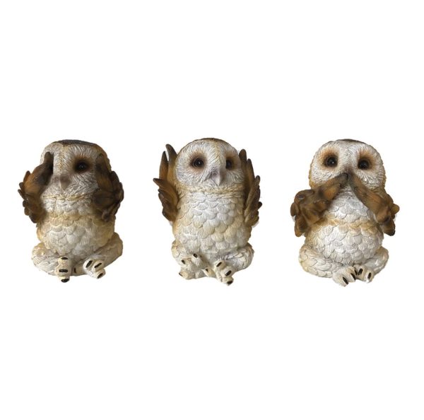 Nemesis Now© "Three Wise Browns Owls" See No, Hear No, Speak No Evil Wise Owls (7.5cm)