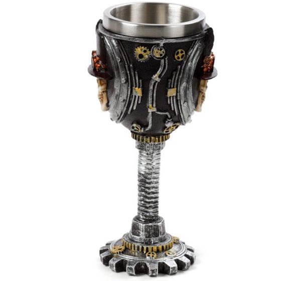 SK372 Gothic Decorative Steampunk Skull Goblet (Black/Grey) (18.5cm) - Image 4