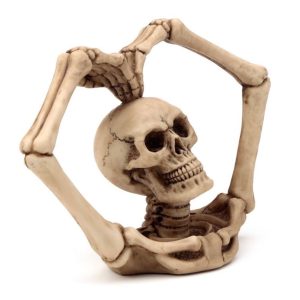 SK382 Skull & Skeleton Arms Shaped Love Heart Ornament Statue Figurine (12cm)