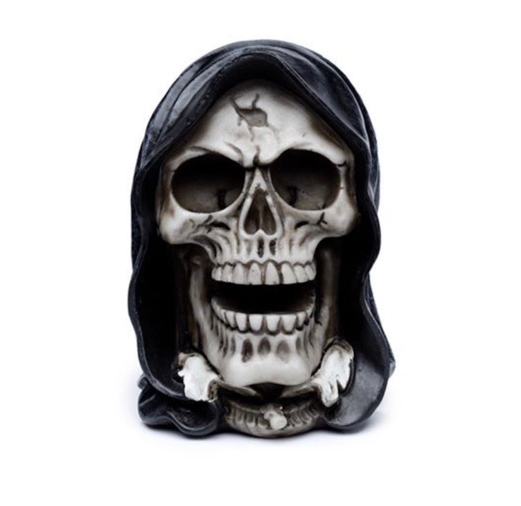 SK352 The Reaper Skull Head Gothic Ornament (12cm) (Black/Bone)