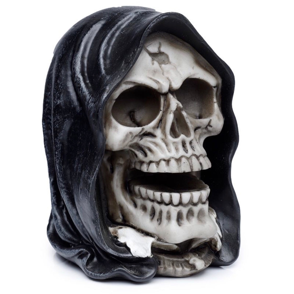 SK352 The Reaper Skull Head Gothic Ornament (12cm) (Black/Bone) - Image 2