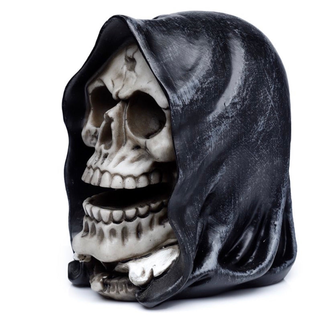 SK352 The Reaper Skull Head Gothic Ornament (12cm) (Black/Bone) - Image 3