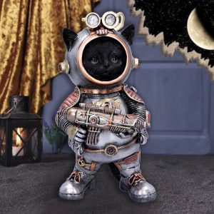 Nemesis Now© “Cat-tack” Space Steampunk Cat With Mini Space Gun Ornament (23cm)