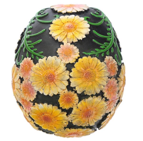 Day of the Dead Skull Head with Daisy Floral Motif Black/Yellow Daisy Sugar Skull SK268 (11.5cm) - Image 9