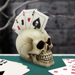 Nemesis Now© Four of a Kind Playing Cards Skull Head Ornament (19cm)