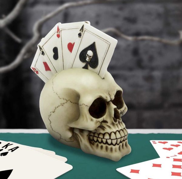 Nemesis Now© Four of a Kind Playing Cards Skull Head Ornament (19cm)