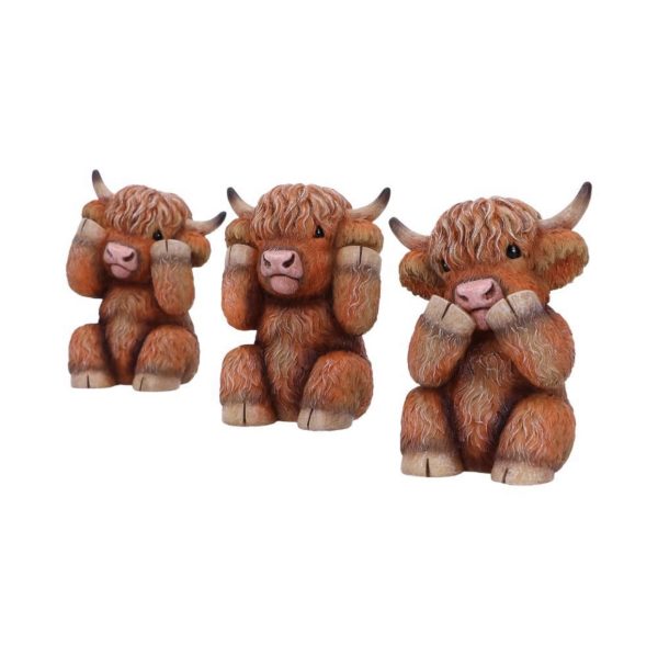 Nemesis Now© "Three Wise Highland Cows" Cow Figurines (9.6cm) (Brown) - Image 3