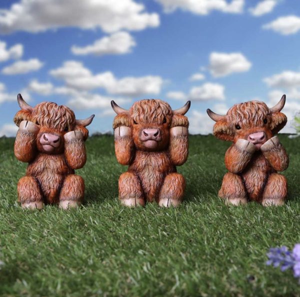 Nemesis Now© "Three Wise Highland Cows" Cow Figurines (9.6cm) (Brown)