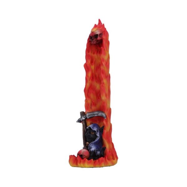 Nemesis Now©  Hell Puss Hooded Cat Grim Reaper Flaming Skull Incense Burner (25.4cm) - Image 2