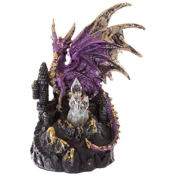 Gothic Dark Legends Dragon on Castle with LED Crystal (19cm) (Purple/Gold) - Image 6
