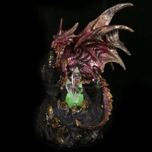 Gothic Dark Legends Dragon on Castle with LED Crystal (19cm) (Red/Gold)