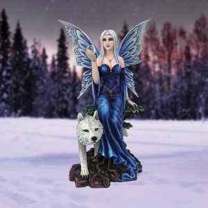 Nemesis Now© "Talanoa" Fairy Holding a Crystal Globe with her Protective Wolf Companion (49cm)