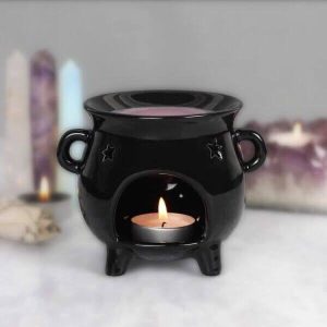 Gothic Witch Cauldron Wax Burner, Incense Essential Oil Diffuser (10cm)
