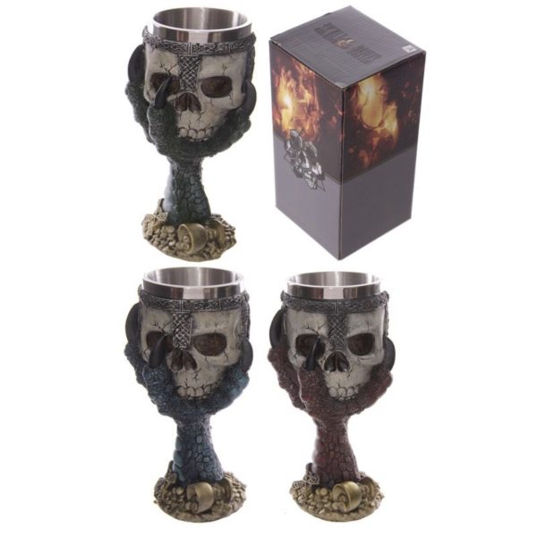 SK203 Dragons Claw & Warrior Skull Goblet (18cm) (Removable Stainless Cup) - Image 2