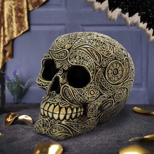 Nemesis Now©  Paisley Black and Gold Skull Head (15cm)