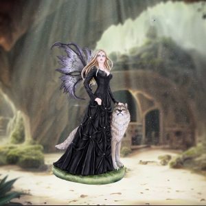 Nemesis Now©  “Loveta” Forest Wood Fairy And Wolf Ornament Statue Figurine (58.5cm) (Black)