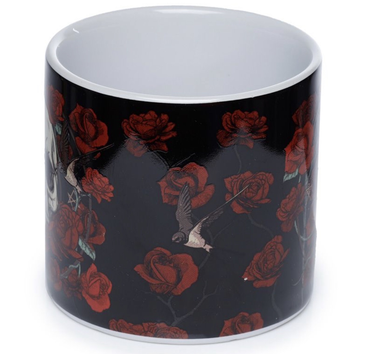 PLAN30 Skulls & Roses Ceramic Indoor Plant Pot (7.5cm) (Black/Red/White) (Small) - Image 5