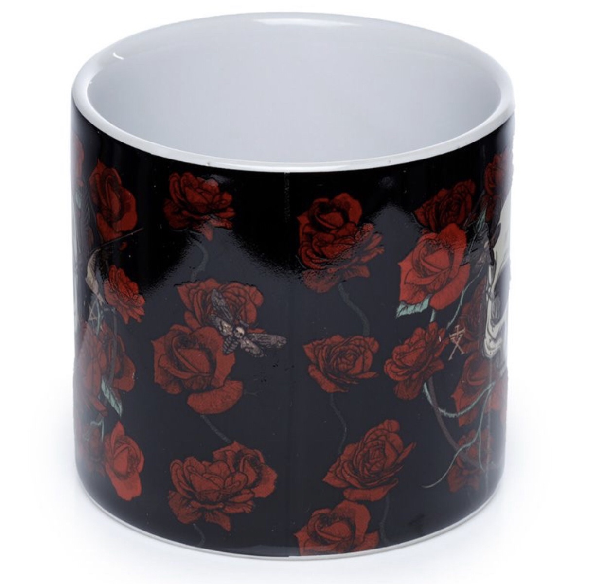 PLAN30 Skulls & Roses Ceramic Indoor Plant Pot (7.5cm) (Black/Red/White) (Small) - Image 4
