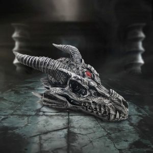 Nemesis Now©  "Tribal Flame" Jewelled Dragon Skull Head (21.5cm)