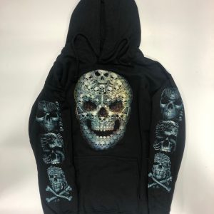 Gothic Designs Skeleton Skull Face Of Groups Of Skeleton Hoodie (Double Sided) (Pull Over Hoodie)