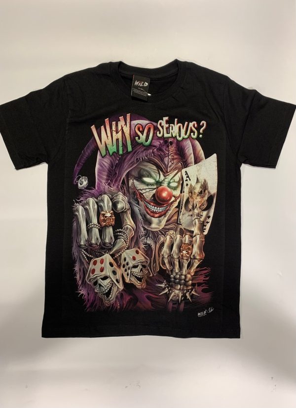 Gothic Designs Jester And Clown Card And Dice Dealer “Why So Serious” Gothic T-shirt (Double Side)