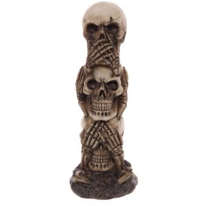 See No Evil, Hear No Evil , Speak No Evil Skull Head LED Light Up Ornament (18cm)