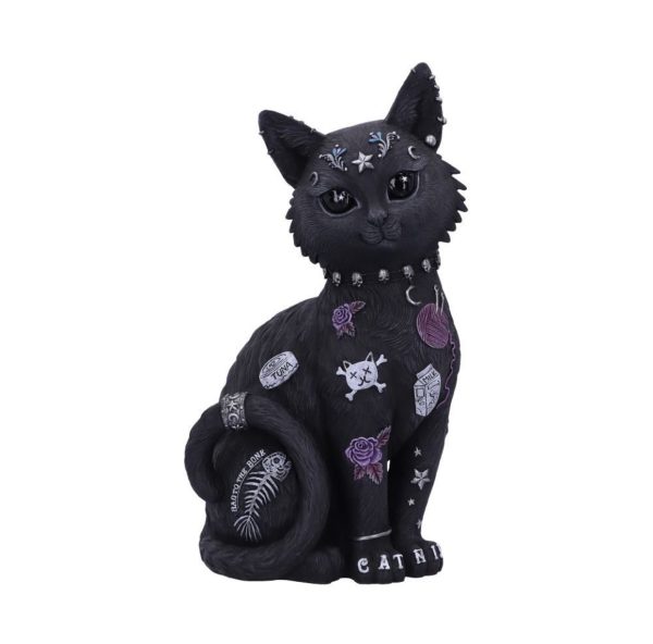 Nemesis Now©  “Bad To The Bone” Cat With Tattoo Patterns, Roses, Milk Ornaments (22cm) - Image 2