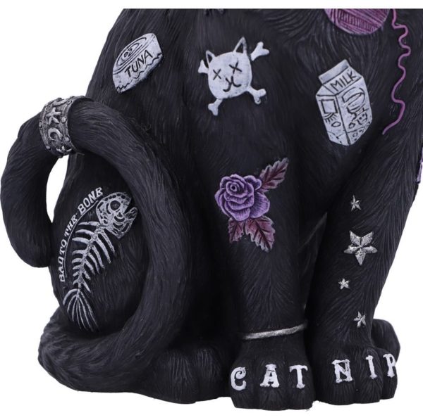 Nemesis Now©  “Bad To The Bone” Cat With Tattoo Patterns, Roses, Milk Ornaments (22cm) - Image 4
