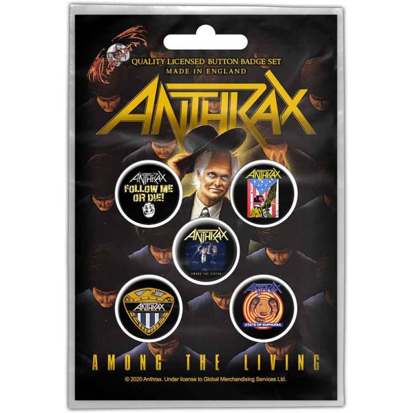 Anthrax© Button Badge Pack “Anthrax Among the Living” Official Licensed Band Badges (25mm)