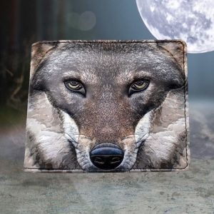 Nemesis Now© C1957F6 “Wolf Portrait” Wolf Face Portrait Wallet (10cm) (Black/Grey)
