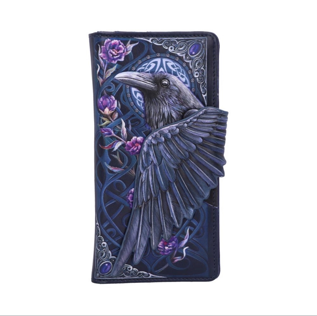 Nemesis Now© B5629T1 Ravens Flight Black Wing Floral Embossed Purse (18.5cm) - Image 2