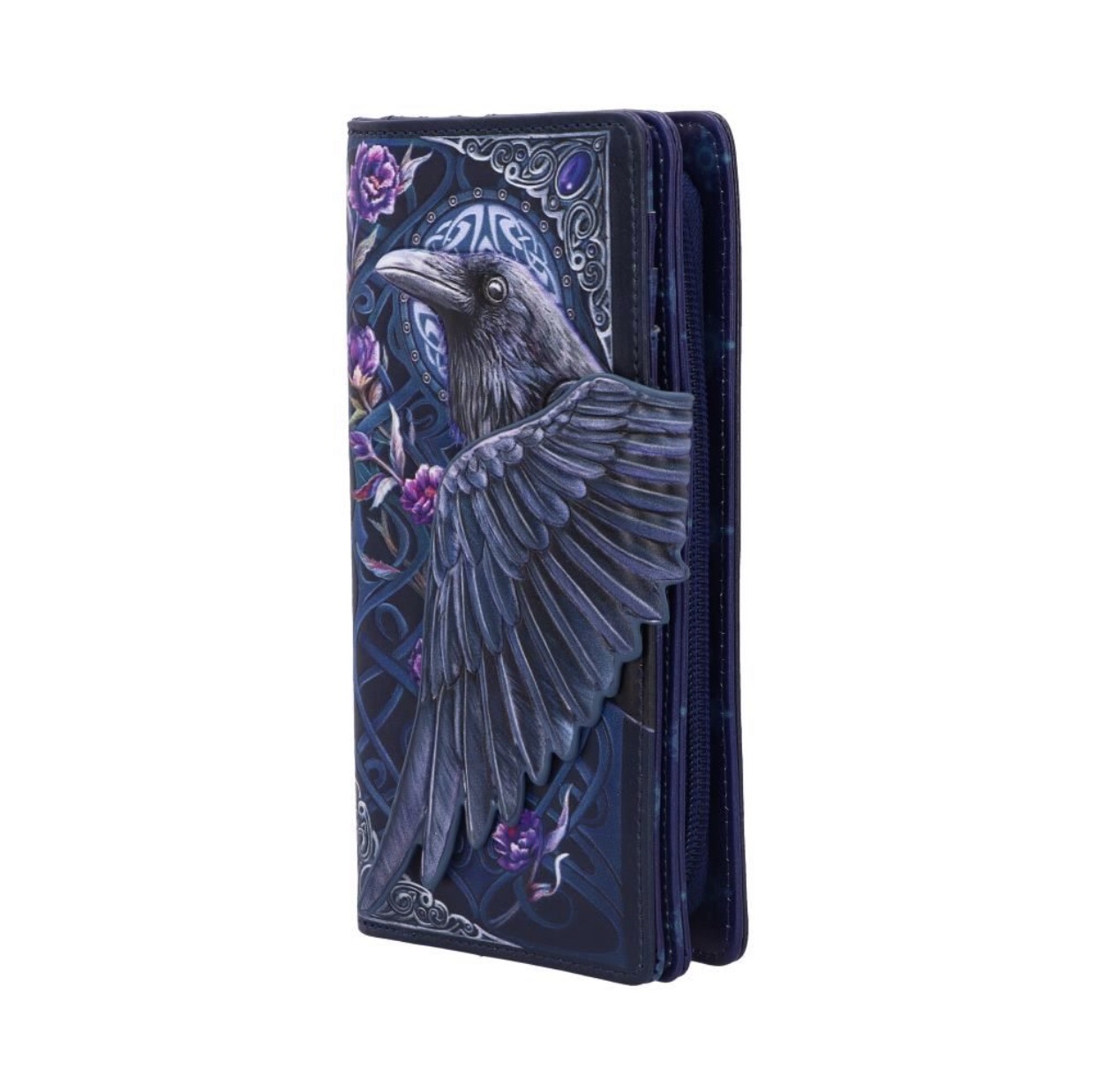 Nemesis Now© B5629T1 Ravens Flight Black Wing Floral Embossed Purse (18.5cm) - Image 3