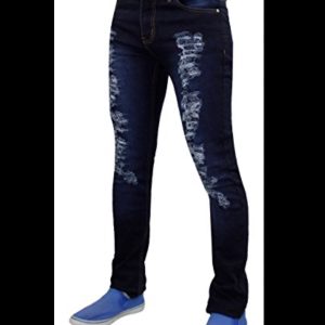 Mens G-72 Stretch Skinny Ripped  Slim Fit Denim Jeans Cotton Pants (Navy)