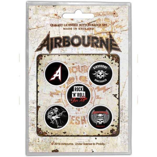Airbourne© Button Badge Pack “Airbourne Boneshaker” Official Licensed Band Badges (25mm)