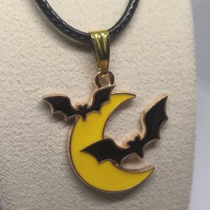 img_7766 Black bats flying around the moon necklace