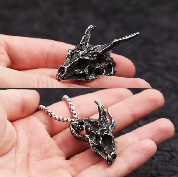 Dragon Skull Head Pendant Necklace