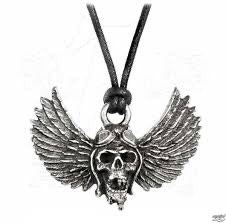 Official Alchemy Rock© Gothic Airbourne - Skull / Wings - Necklace Pendant (72 cm) (Pewter)