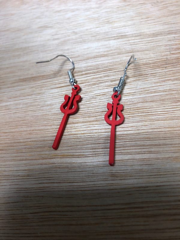 Red Devil Horns Hook Earrings (Alloy) (Red/Silver) (One Size)