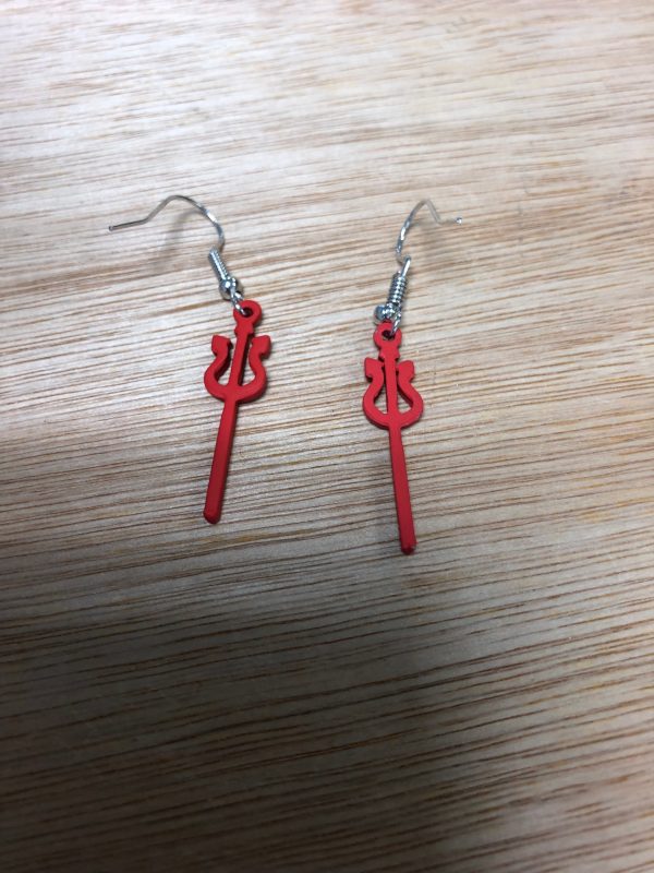 Red Devil Horns Hook Earrings (Alloy) (Red/Silver) (One Size) - Image 2